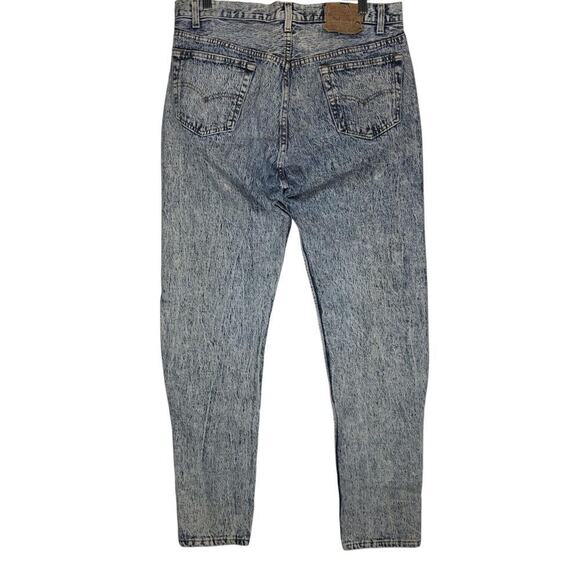 Vintage 80s Levis Acid Wash Jeans High Waist Tapered Leg Made USA Mens 36 x 32 - Picture 3 of 8